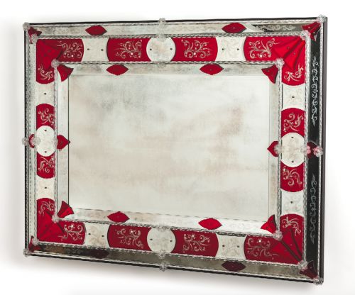Red mirror with engravings