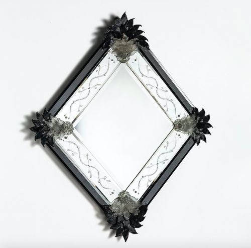 Black and crystal mirror
