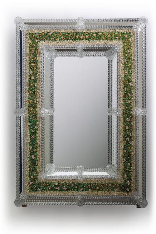 Specchio rettangolare con micro murrine